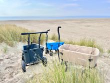 Beachwagon LITE® Faltbarer bollerwagen - Sandbraun - blau 
